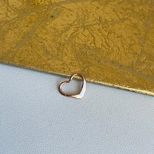 14KT Rose Gold Small Solid Open Heart Pendant Charm Slide NEW Tiny Size - Picture 1 of 7