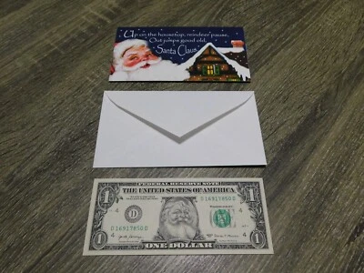 SANTA DOLLAR $1 WITH CARD & ENVELOPE INCLUDES A LETTER TO SANTA HOUSE CARD NEW. - Image 1 of 3