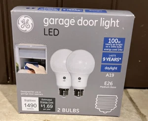 Garage Door Light GE LED 100 watt A19 E26 Medium Base (daylight) - Set of 2 - Picture 1 of 4