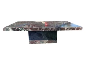 1970s Italian Modern Green & Red Stunning White/Black Swirls Marble Coffee Table - Picture 1 of 7