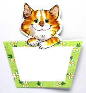 Suzy's Zoo "Orange Cat Note Cards" Small 25 Count Green Border 3.5"x 4" - Picture 1 of 3