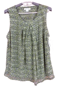 NWT LIZ CLAIBORNE Women Thin Stretch Polyester Tank Top Pleat Front Multicolor L - Picture 1 of 9