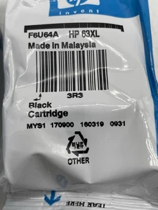 2 HP Black Ink / Color F6U64A & 63A OEM New Sealed No Box . - Picture 1 of 3