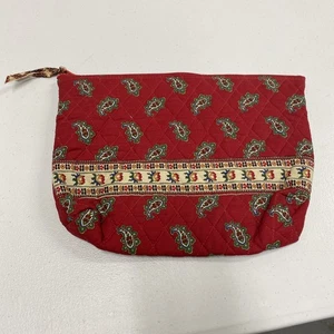 Vintage 90’s Vera Bradley Designs Make Up Bag Made in USA Red Quilted Paisley - Picture 1 of 12