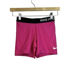Nike Pro Girls Compression Shorts Size Large Pink Black - Picture 1 of 10