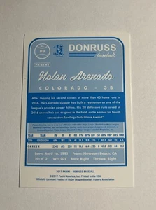 Nolan Arenado 2017 Donruss CYAN BACK BLUE SP #89 Colorado Rockies - Picture 1 of 2