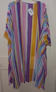 WOMENS LONG COVER UP SHEER MULTI COLOR STRIPE SIZE XL - Picture 1 of 3