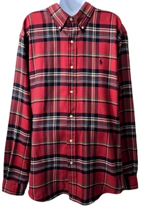 Ralph Lauren Performance Flannel Shirt XL Embroidered Pony Logo Soft Red Plaid - Picture 1 of 9