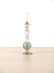 Botella de perfume de vidrio egipcio vintage vidrio soplado a mano detalles de oro verde 12 cm H - Imagen 1 de 4