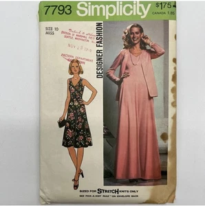 Simplicity 7793 Pullover Dress Unlined Jacket Size 10 Vintage 1976 Uncut - Picture 1 of 3