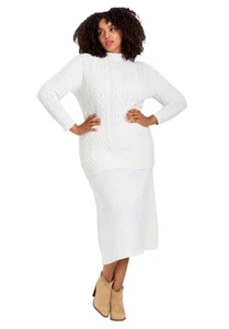 Avenue Women's Plus Size Mock Neck Cable Sweater - Picture 1 of 8
