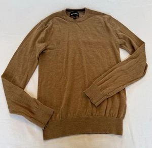 BONOBOS Men’s 100% Extra Fine Merino Wool Sweater Extra Small XS Slim Brown Crew - Picture 1 of 6