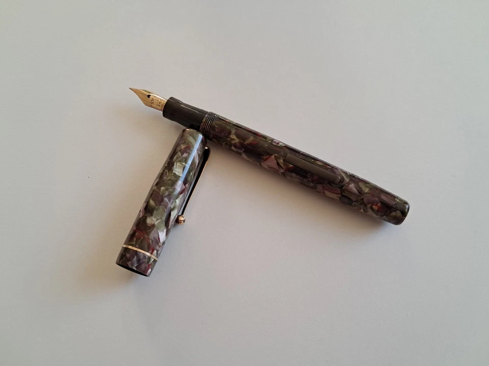 Pluma Estilográfica Swan Mabie Todd Italiana Mármol Celuloide 205/59 De Colección F Nueva en Caja Flex Foto 1 de 4