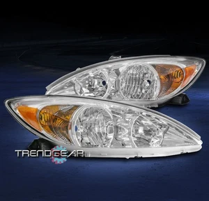 FOR 02-04 TOYOTA CAMRY LE SE XLE REPLACEMENT HEADLIGHT HEADLAMP LAMP CHROME PAIR - Bild 1 von 4