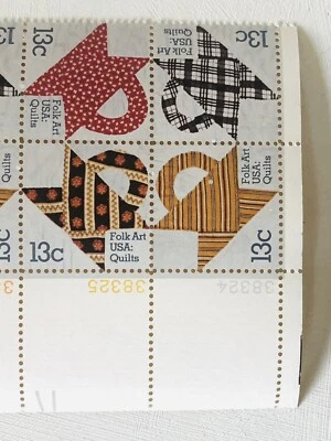 Vintage 1978 Folk Art Stamps USA Basket Quilts USPS Block of 16 Mr Zip 13¢ MNH - Image 1 of 4
