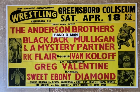Wrestling Poster The Anderson Brothers vs Blackjack Mulligan & Mystery Partner Cover