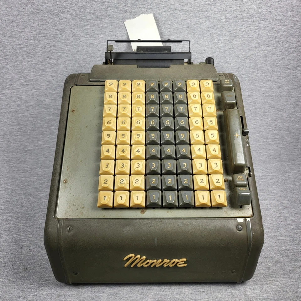 MONROE 408 Calculadora Máquina de Adición Teclado Eléctrico Completo RARO Antiguo De Colección Foto 1 de 4