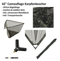 XXL Karpfenkescher CAMOU Metallblock floating Großfisch Unterfang Kescher XXL Karpfenkescher CAMOU Metallblock floating Großfisch Unterfang Kescher