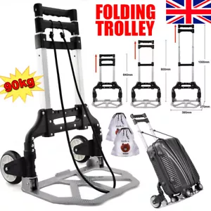 90kg Heavy Duty Sack Truck Folding Portable Hand Truck Hand Industrial Trolley - Picture 1 of 21