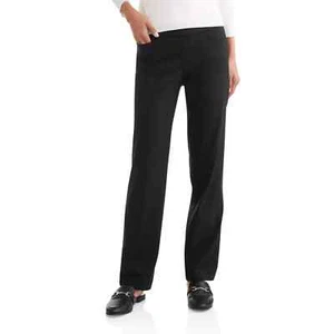 TIME TRU WOMEN'S STRAIGHT BLACK SKINNY PANTS 4 WAY STRETCH ZIP SIDE XL - Picture 1 of 7
