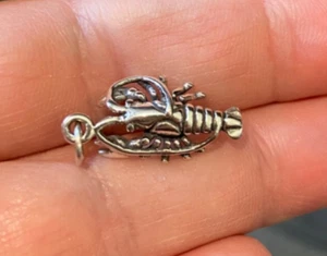 Sterling Silver 3D 11x20mm Food Crawfish Shrimp Lobster Charm - Picture 1 of 4