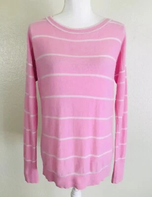 Suéter Banana Republic Mujer Talla M Rosa Blanco Rayas Lana Mezcla Cachemira Foto 1 de 4