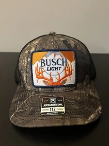 Gorra Realtree de camuflaje de ciervo de caza de ciervos de Busch Light Richardson 112 Cap Vint - Imagen 1 de 2