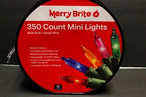 350 Count Merry Brite 350 Count Mini Lights Multi Bulb Wire Christmas Holidays - Picture 1 of 10