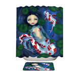 Japanese Garden Lily Pads and Koi Pond Mermaid Shower Curtains