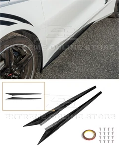 For 20-Up Corvette C8 | Z51 Style Primer Black Add-On Side Skirts Rocker Panels - Picture 1 of 12