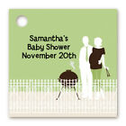 Couple BBQ Green - Personalized Baby Shower Card Stock Favor Tags - Set of 20