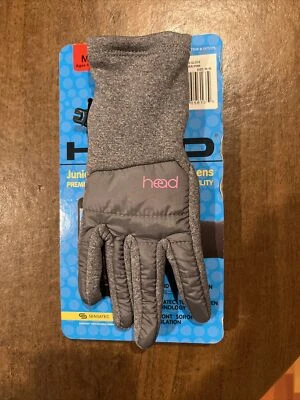 HEAD JR Hybrid Touchscreen Gloves Mittens Grey Heather Pink Medium Age 6-10 - Image 1 of 4