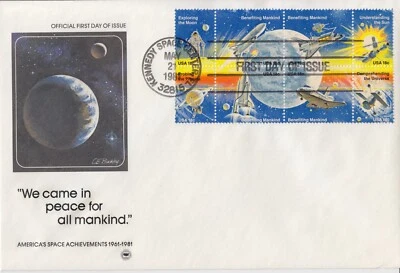 USA 9FDC Americas space achievements 1961-81 Kennedy Space Center may 21 81 Or20 - Image 1 of 4