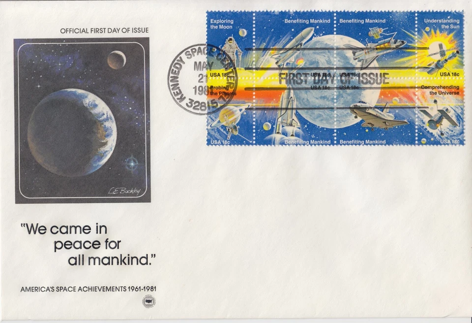 USA 9FDC Americas space achievements 1961-81 Kennedy Space Center may 21 81 Or20 - Image 1 of 4
