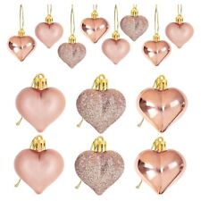 24Pcs Rose Gold Valentine's Day Heart Shaped Ornaments Heart Shaped Baubles3606