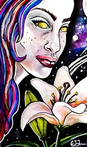 Galactic Reverie - Original mixed media Acrylic painting A4, Ellesha Jozlin - Picture 1 of 2