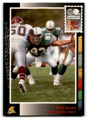 1992 Wild Card WLAF Paul Green Sacramento Surge #53 Foto 1 de 2