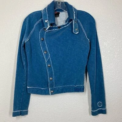 Y2K Diesel Jacket Button Up Womens Small Cotton Blue Cropped Embroidered - Image 1 of 4