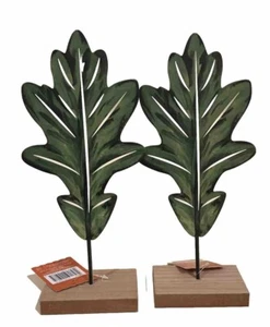 Green Oak Leaf Tabletop Decor By Ashland 2 Piece - Picture 1 of 3