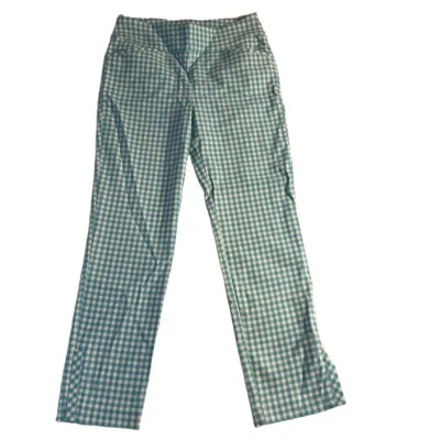 NWOT Chicos Green White Checkered Pattern Stretch Peddle Pushers Womens 00 - Image 1 of 4