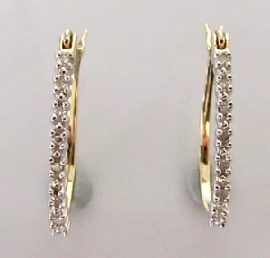 Gold Diamond Earrings - 10K Yellow Gold Multi Diamond Hoop Earrings - Picture 1 of 18