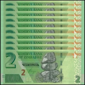 Zimbabwe 10 x 2 Dollars 2019 – Pick 101 UNC Lot 10 Pcs - Picture 1 of 3
