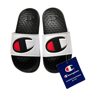 Champion Little Boys Girls Slide Sandals Size 12 Black-white Lightweight Comfort - Picture 1 of 13
