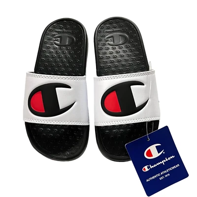 Champion Little Boys Girls Slide Sandals Size 13 Black White Lightweight &Comfy - Image 1 of 4