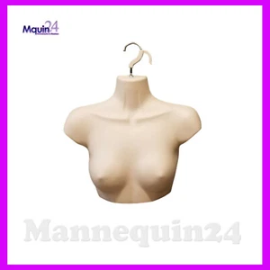 FEMALE CHEST TORSO DRESS FORM with HANGER - FLESH MANNEQUIN - Picture 1 of 4