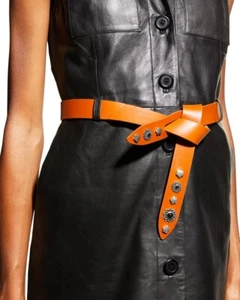 ISABEL MARANT Lecce Floral Studded Leather Belt Natural Tan Size Medium $285 NEW - Picture 1 of 15