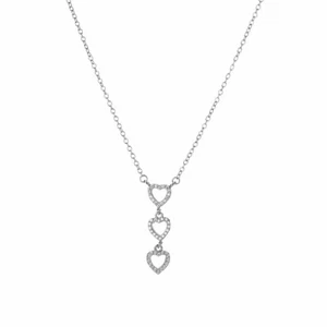 Collana Donna Argento 925 Catenina Punto Luce Pendente Cuore Cuoricin Oro Bianco - Foto 1 di 4