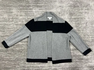 Suéter Liz Claiborne Mujer Grande Gris Negro Frente Abierto Manga Larga Cárdigan Foto 1 de 4