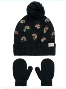 Little Me™ Size 2T-4T Rainbow Embroidery Knit Cuff Hat and Mitten Set in Navy - Picture 1 of 1