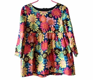 Kenzo Kids Youth Girls 8 Colorful Allover Spring Floral Back Zip Tunic Dress Top - Picture 1 of 9